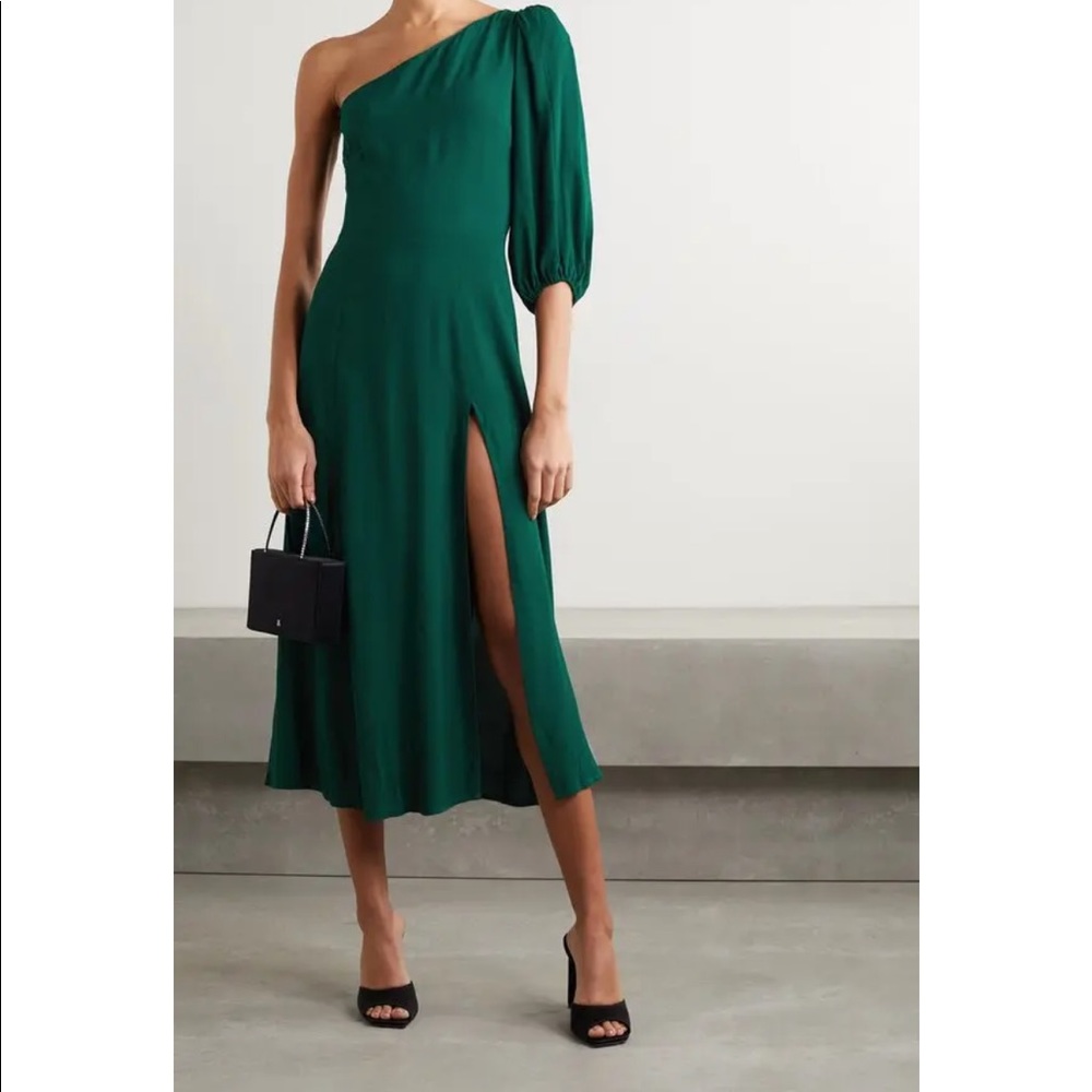 REFORMATION
+ NET SUSTAIN Lawrence one-shoulder crepe Emerald US0(like new)